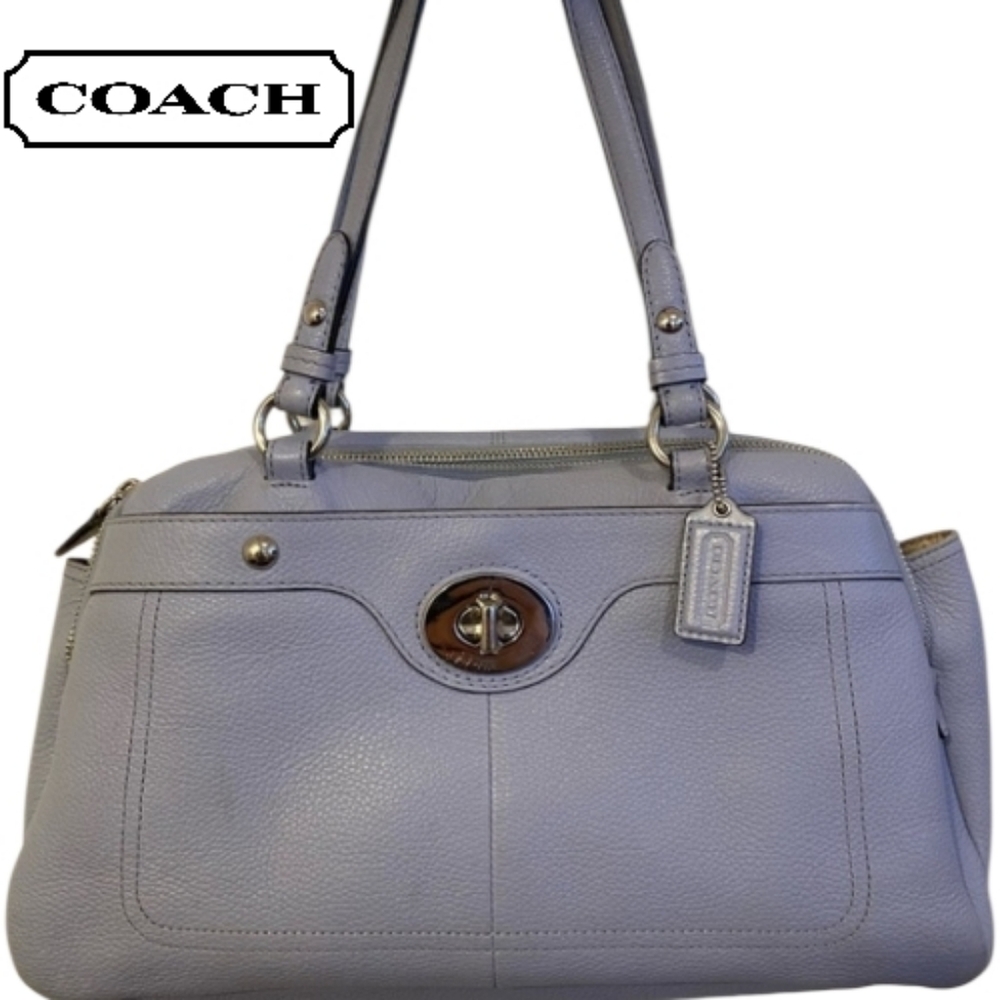 Coach #16529 Penelope Turnlock Periwinkle Pebble Leather Satchel Silver Hardware